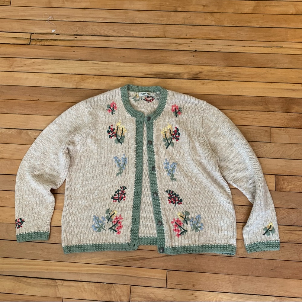 Embroidered grandma sweater